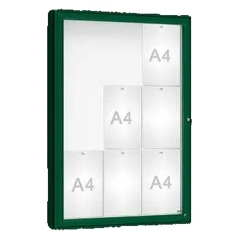 Informační tabulka Venkovní vitrína model 2000, 9 x A4, sklo, zelená + doprava zdarma