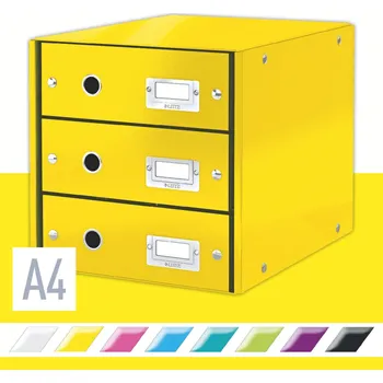 Archivační box Zásuvkový box LEITZ Click & Store WOW, 3dílný, žlutý