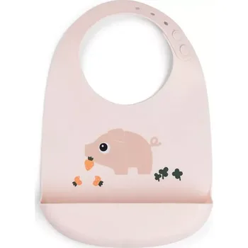 Bryndák DONE BY DEER silikonový bryndáček Pigee růžová