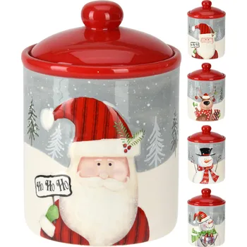 Dóza na potraviny dóza pr.12,5x18cm VÁNOČNÍ s víčkem keramická mix dekorů