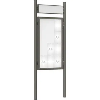 Informační tabulka Venkovní vitrína model 1000 12 x A4, modrá, včetně sloupků a záhlaví + doprava zdarma