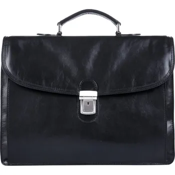 Pánská aktovka Giglio leather kožená aktovka 1050 černá stříbrné kování