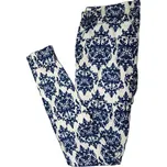 W.D. Dámské/Dívčí legíny – Barokní (Damaškový) vzor, Černo-bílé Barva: Modrá, Velikost: S-M
