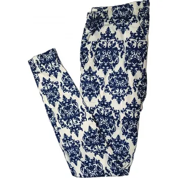 Dámské legíny W.D. Dámské/Dívčí legíny – Barokní (Damaškový) vzor, Černo-bílé Barva: Modrá, Velikost: S-M