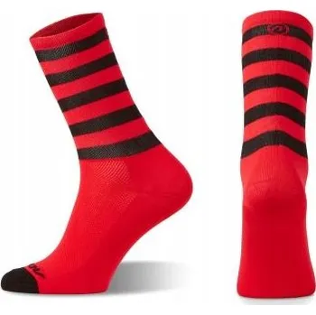 Pánské ponožky Dlouhé Ponožky s Accent pruhy, červené, velikost XL, 45-46