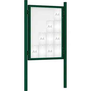 Informační tabulka Venkovní vitrína model 1000 16 x A4, zelená, včetně sloupků + doprava zdarma