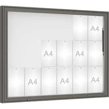 Informační tabulka Venkovní vitrína model 1000, 18 x A4, plexi, šedá PRO + doprava zdarma