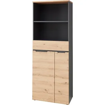 regál Kancelářský regál Brego 02 75 cm se zásuvkou grafit/dub Artisan