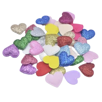 Třpytivá našívací srdíčka (2,2 x 2,0 cm), Barva: Růžová