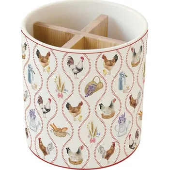 Příborník do zásuvky Porcelánová nádoba na příbory Country Life v dárkovém balení 14,5x13,5cm, Easy Life