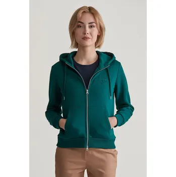 Dámská mikina MIKINA GANT REG TONAL SHIELD ZIP HOODIE DEEP FOREST