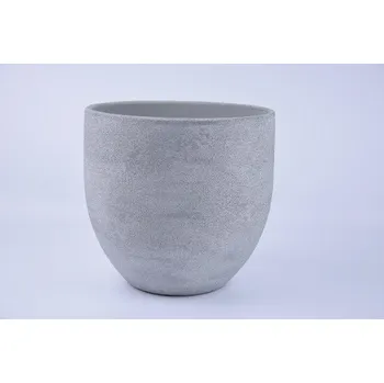 Obal na květináč keramický LISABON, pr.24x22cm, sv. šedá|LIGHT GREY|Ego Dekor