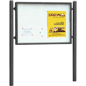 Informační tabulka Jednostranná vitrína Carrefour 1255x1700 mm, včetně sloupků, šedá PRO + doprava zdarma