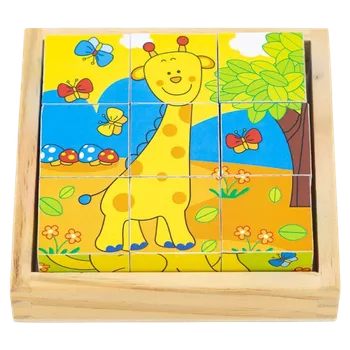 Dřevěná hračka BABU - Kostky žirafa 9 ks