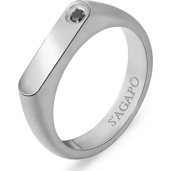 Prsten S'Agapõ Pánský ocelový prsten s černým zirkonem Tag Me Too STG33 67 mm + 2 měsíce na vrácení zboží