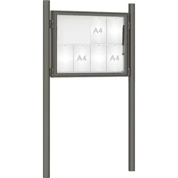 Informační tabulka Venkovní vitrína model 1000 8 x A4, šedá PRO, včetně sloupků + doprava zdarma