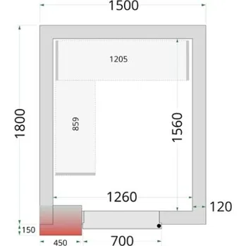 Mrazicí Místnost 3,85 m3 120 mm PUR TEFCOLD CR 150x180x220 | Stavebnicový box včetně dveří a podlahy