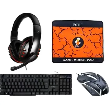 VÝPRODEJ - Sada herní klávesnice s RGB osvětlením a myší English US Foyu FO-D004 (herní sada )