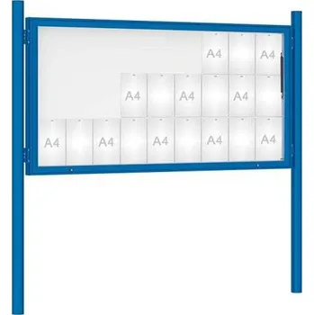 Informační tabulka Venkovní vitrína model 1000 27 x A4, modrá, včetně sloupků + doprava zdarma
