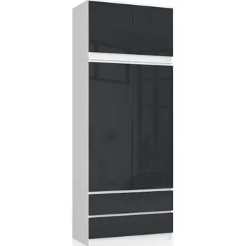 Šatní skříň Šatní skříň s otočnými dveřmi a nástavcem 90cm grafitově lesklá