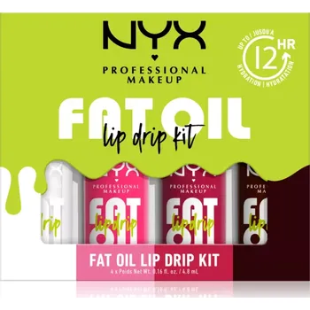 Kosmetická sada NYX Professional Makeup Fat Oil NYX Professional Makeup Fat Oil Lip Drip olej na rty 4.8 ml + NYX Professional Makeup Fat Oil Lip Drip olej na rty 4.8 ml + NYX Professional Makeup Fat Oil Lip Drip olej na rty 4.8 ml + NYX Professional Makeup Fat Oil Lip D