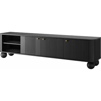 Ložnicová sestava Tv komoda VESPER 3D, Černá/Zlaté úchyty