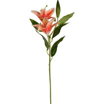 umělá květina Lilie velkokvětá, dva květy a poupě, výška 84 cm. Dokonalá kopie přírodní verze., oranžová