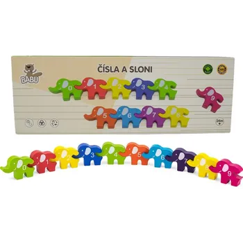Dřevěná hračka BABU - Počítání sloni