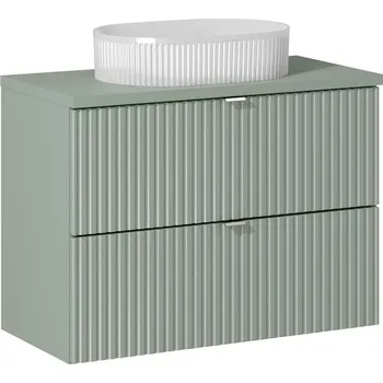 Policová skříň Závěsná skříňka Line Reed Green Beyond s deskou a umyvadlem 80 cm zelená