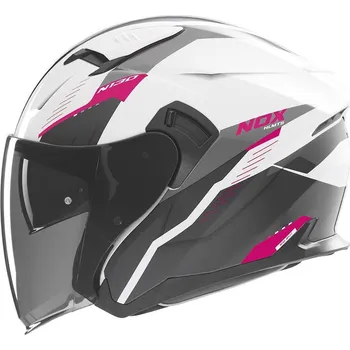 Helma na motorku přilba N130 Myst, NOX (bílá,černá,růžová, vel. M)