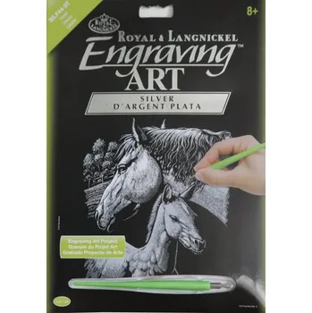 omalovánky Škrábací obrázek stříbrný - Koně SILF44