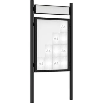 Informační tabulka Venkovní vitrína model 1000 16 x A4, černá, včetně sloupků a záhlaví + doprava zdarma