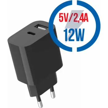 GEMBIRD TA-UC-2AC12-01-BK, Nabíjačka, U/USB-C, 12W