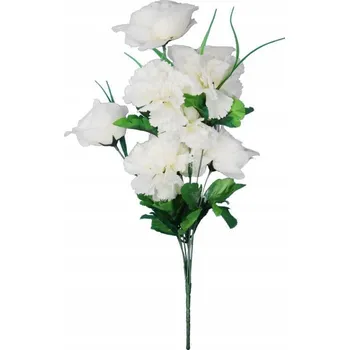 umělá květina KOMPOZICE UMĚLÝCH KVĚTIN RŮŽE HVOZDÍKY BÍLÁ DEKORACE NA SVATBA SVATEBNÍ HOSTINA