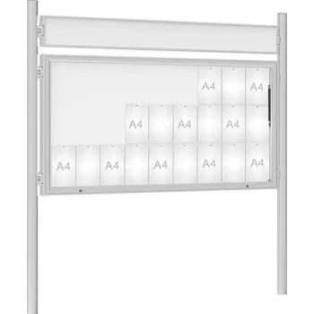 Informační tabulka Venkovní vitrína model 1000 27 x A4, elox, včetně sloupků a záhlaví + doprava zdarma