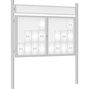 Informační tabulka Venkovní vitrína model 1000 dvoukřídlá 24 x A4, elox, včetně sloupků a záhlaví + doprava zdarma