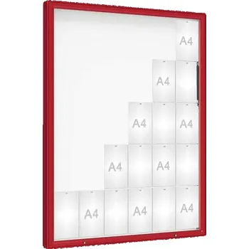 Informační tabulka Venkovní vitrína model 2000, 30 x A4, sklo, červená + doprava zdarma