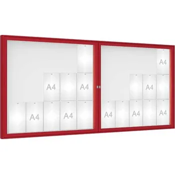 Informační tabulka Venkovní vitrína model 1000 dvoukřídlá, 30 x A4, plexi, červená + doprava zdarma