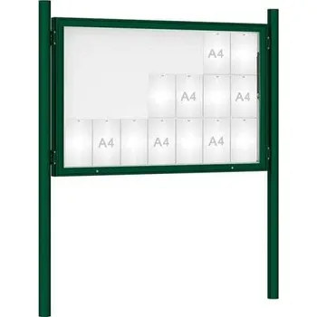 Informační tabulka Venkovní vitrína model 1000 21 x A4, zelená, včetně sloupků + doprava zdarma
