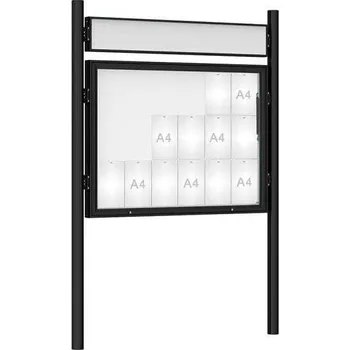 Informační tabulka Venkovní vitrína model 1000 18 x A4, černá, včetně sloupků a záhlaví + doprava zdarma