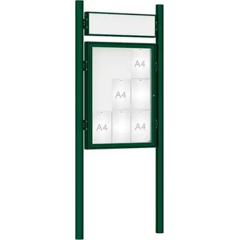 Informační tabulka Venkovní vitrína model 1000 9 x A4, zelená, včetně sloupků a záhlaví + doprava zdarma