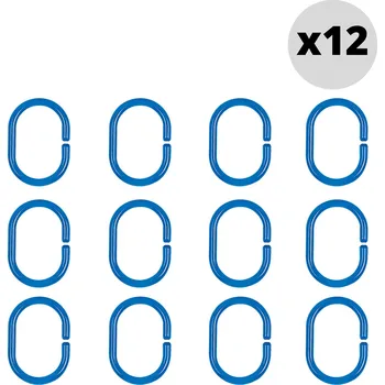 Sprchový závěs Spirella sada 12 ks kroužků na sprchové závěsy C-MINNOR, tmavě modrá, SAN plast