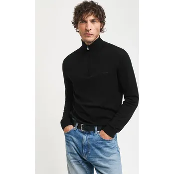 Pánský svetr SVETR GANT EXTRAFINE MERINO WOOL HALF ZIP BLACK