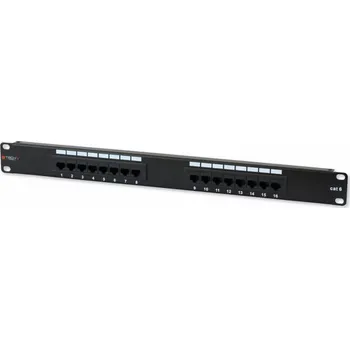 Síťový kabel Techly 1U UTP 16xR J45 Cat.6 Patch panel