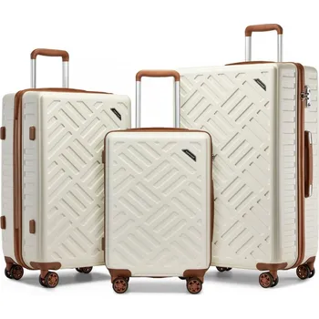 Sada kufrů Supercase 3 ks – geometrický vzor ABS+PC - 31/56/85 L - béžová