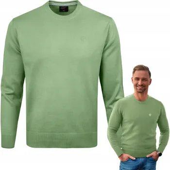 Pánský svetr Pánský svetr Klasický BASIC Hladký ZELENÝ XXL Pako Jeans