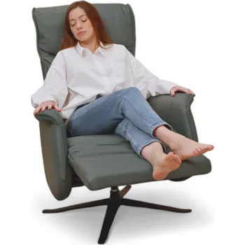 Křeslo Otočné a polohovací kožené křeslo WIND s elektrickým polohováním