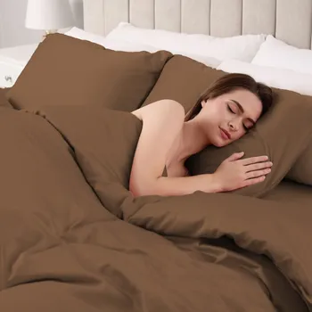 Povlečení Saténové ložní povlečení ST-013 Světle hnědé Jednolůžko 140x200 a 70x90 cm