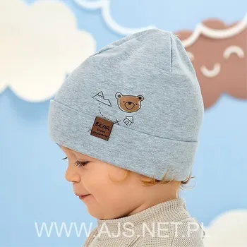 Dívčí tričko AJS 50-046 dětská čepice melanžově šedá 48-50 cm