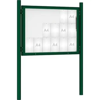 Informační tabulka Venkovní vitrína model 1000 18 x A4, zelená, včetně sloupků + doprava zdarma